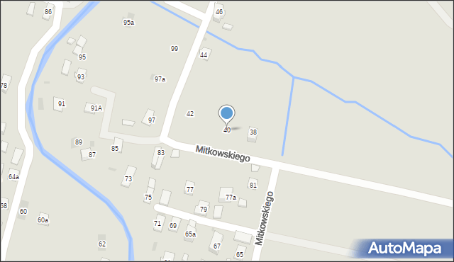 Rymanów, Mitkowskiego, 40, mapa Rymanów