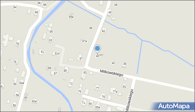 Rymanów, Mitkowskiego, 42, mapa Rymanów