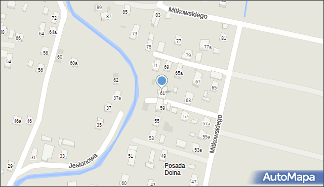 Rymanów, Mitkowskiego, 61, mapa Rymanów