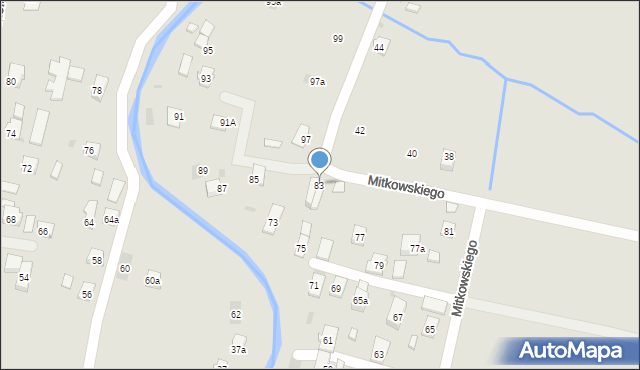 Rymanów, Mitkowskiego, 83, mapa Rymanów