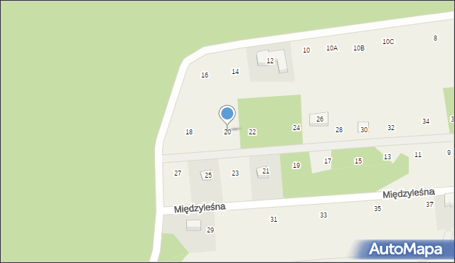 Rzeniszów, Międzyleśna, 20, mapa Rzeniszów