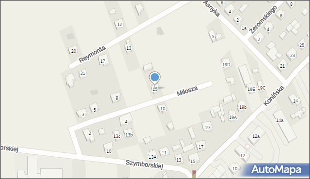 Rzgów, Miłosza, 15, mapa Rzgów