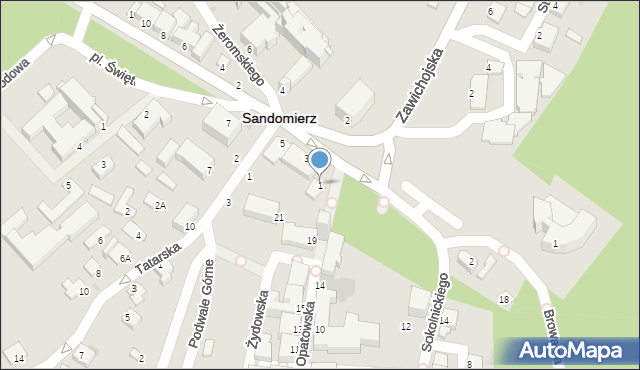 Sandomierz, Mickiewicza Adama, 1, mapa Sandomierza