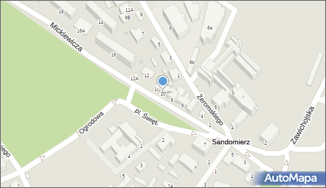 Sandomierz, Mickiewicza Adama, 10, mapa Sandomierza