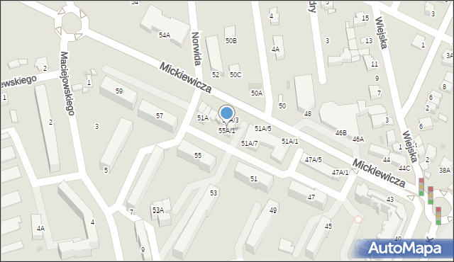 Sandomierz, Mickiewicza Adama, 55A/1, mapa Sandomierza