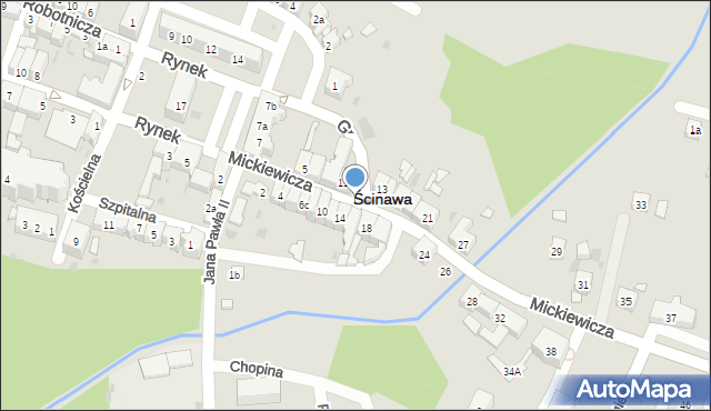 Ścinawa, Mickiewicza Adama, 16a, mapa Ścinawa