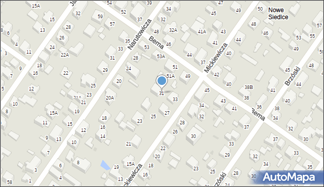 Siedlce, Mickiewicza Adama, 31, mapa Siedlce