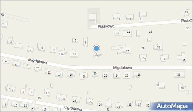 Siemianice, Migdałowa, 17, mapa Siemianice