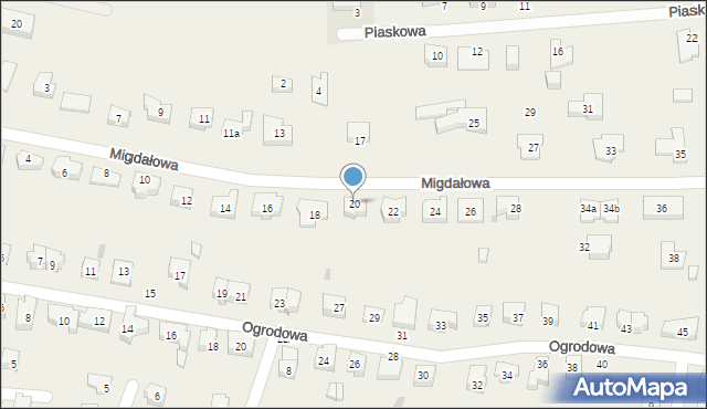 Siemianice, Migdałowa, 20, mapa Siemianice