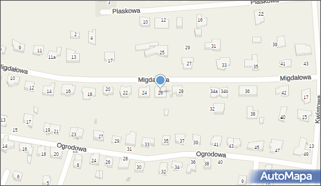 Siemianice, Migdałowa, 26, mapa Siemianice