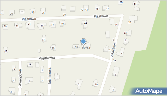 Siemianice, Migdałowa, 61, mapa Siemianice