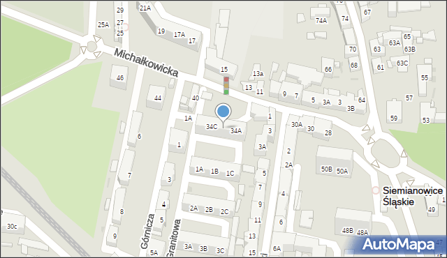 Siemianowice Śląskie, Michałkowicka, 34B, mapa Siemianowice Śląskie
