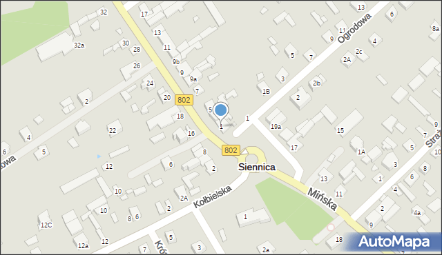 Siennica, Mińska, 1, mapa Siennica