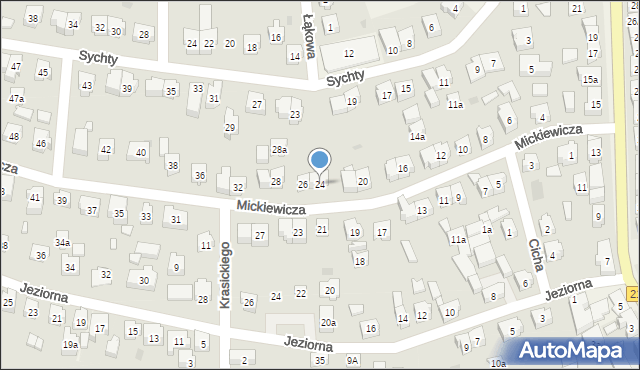 Sierakowice, Mickiewicza Adama, 24, mapa Sierakowice