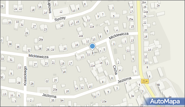 Sierakowice, Mickiewicza Adama, 9, mapa Sierakowice