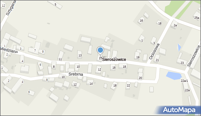 Sieroszowice, Miedziana, 15, mapa Sieroszowice