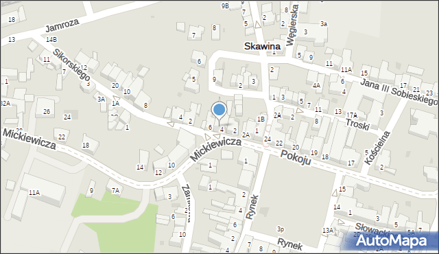 Skawina, Mickiewicza Adama, 4A, mapa Skawina