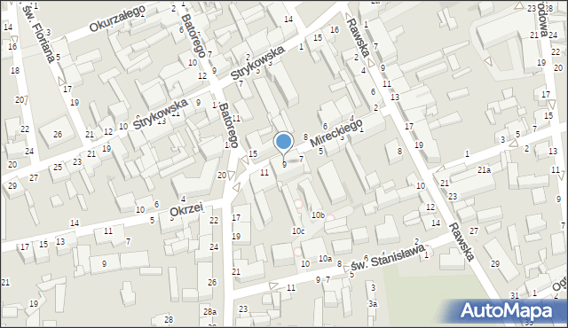 Skierniewice, Mireckiego Józefa, 9, mapa Skierniewic