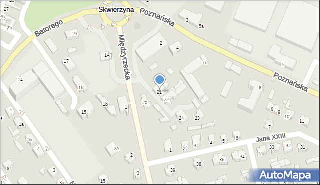 Skwierzyna, Międzyrzecka, 21, mapa Skwierzyna