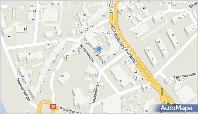 Słubice, Mickiewicza Adama, 18B, mapa Słubice