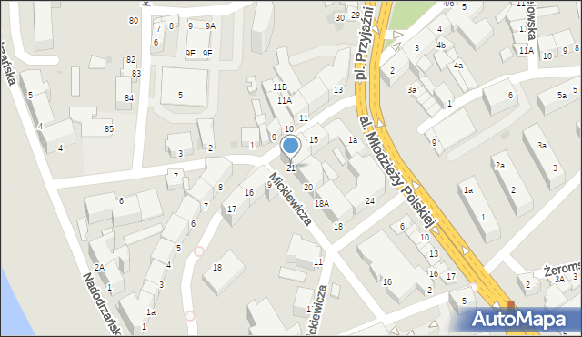 Słubice, Mickiewicza Adama, 21, mapa Słubice