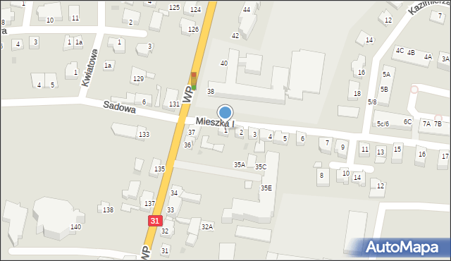 Słubice, Mieszka I, 1, mapa Słubice