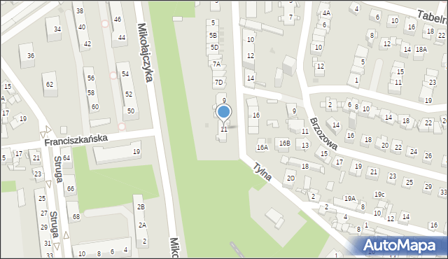 Sosnowiec, Mikołajczyka Stanisława, 11, mapa Sosnowca
