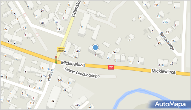 Starogard Gdański, Mickiewicza Adama, 1, mapa Starogard Gdański
