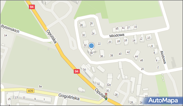 Strzelce Opolskie, Miodowa, 34, mapa Strzelce Opolskie