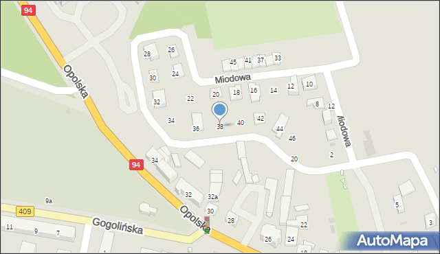 Strzelce Opolskie, Miodowa, 38, mapa Strzelce Opolskie