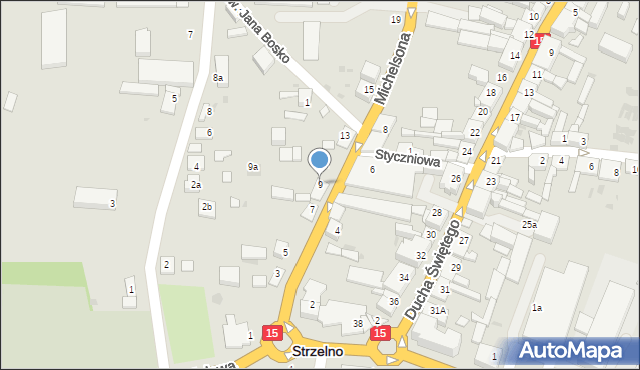 Strzelno, Michelsona, 9, mapa Strzelno