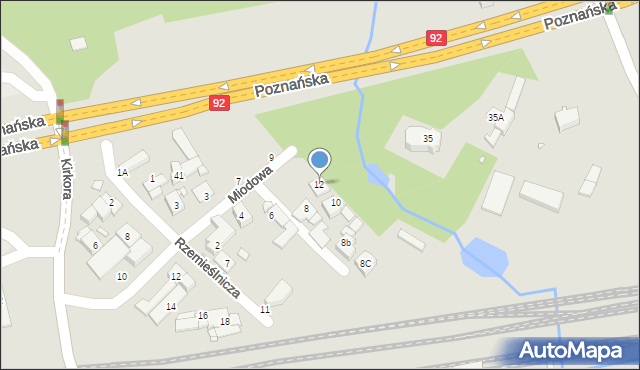 Swarzędz, Miodowa, 12, mapa Swarzędz