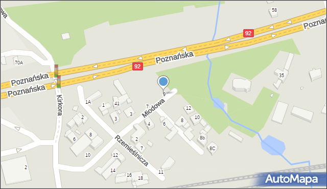 Swarzędz, Miodowa, 9, mapa Swarzędz