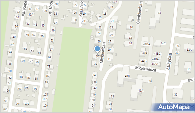 Świebodzin, Mickiewicza Adama, 30, mapa Świebodzin