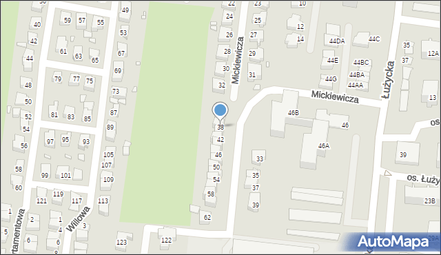 Świebodzin, Mickiewicza Adama, 38, mapa Świebodzin