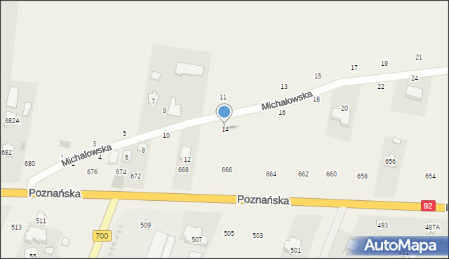 Święcice, Michałowska, 14, mapa Święcice