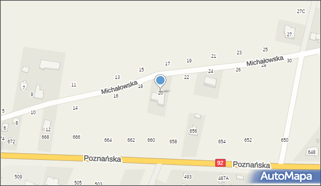 Święcice, Michałowska, 20, mapa Święcice