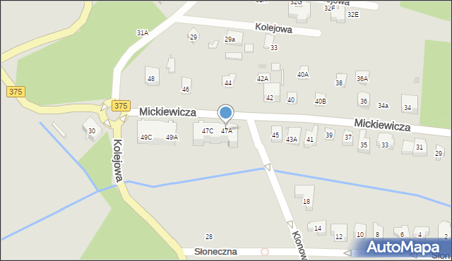 Szczawno-Zdrój, Mickiewicza Adama, 47A, mapa Szczawno-Zdrój