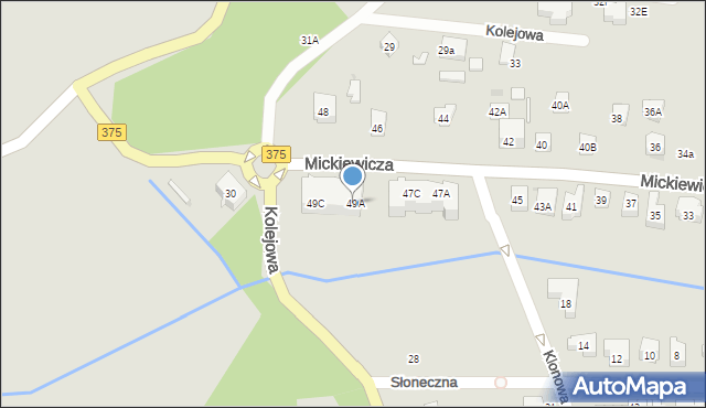 Szczawno-Zdrój, Mickiewicza Adama, 49A, mapa Szczawno-Zdrój