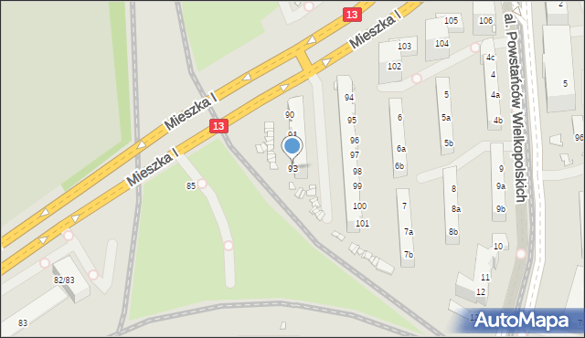 Szczecin, Mieszka I, 93, mapa Szczecina