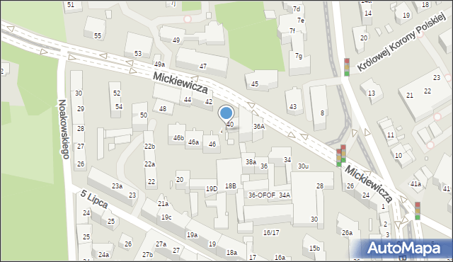 Szczecin, Mickiewicza Adama, 40a, mapa Szczecina