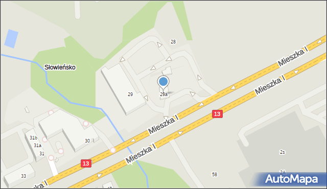 Szczecin, Mieszka I, 29a, mapa Szczecina