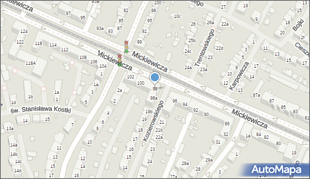 Szczecin, Mickiewicza Adama, 98, mapa Szczecina