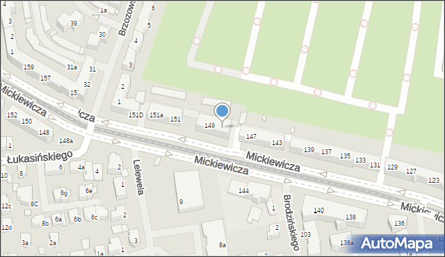 Szczecin, Mickiewicza Adama, 149a, mapa Szczecina