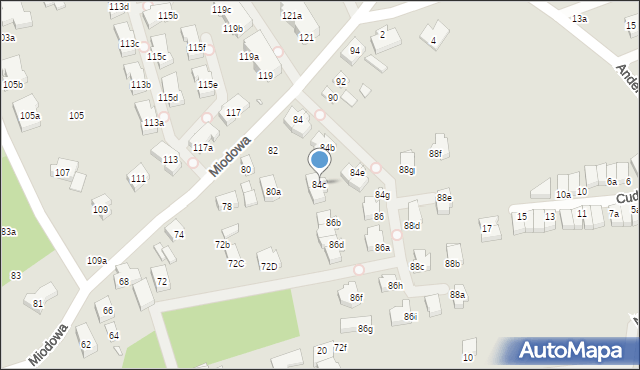 Szczecin, Miodowa, 84c, mapa Szczecina