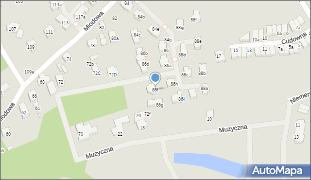 Szczecin, Miodowa, 86f, mapa Szczecina