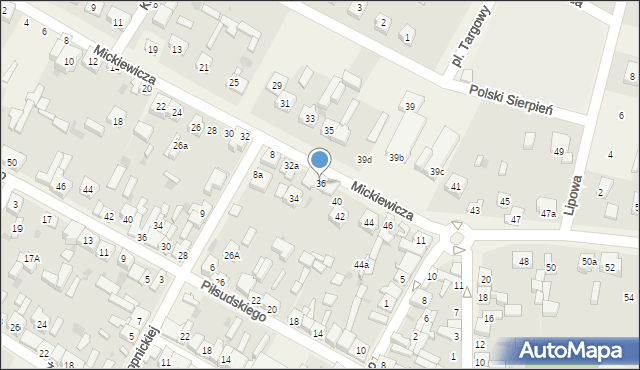 Szczerców, Mickiewicza Adama, 36, mapa Szczerców
