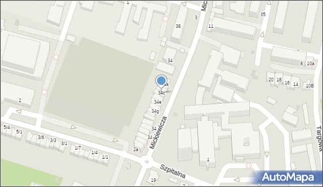 Tarnobrzeg, Mickiewicza Adama, 34c, mapa Tarnobrzegu