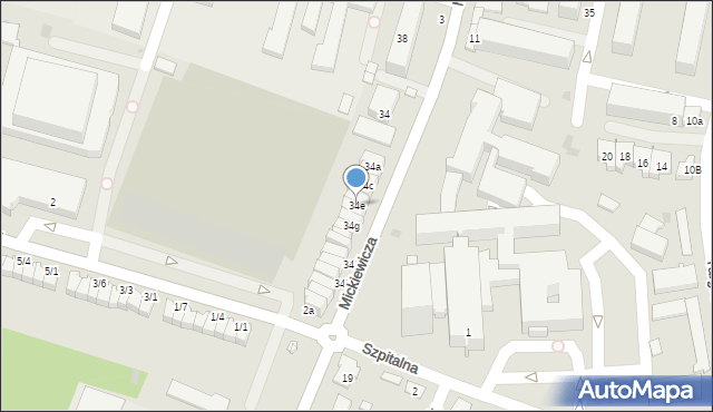 Tarnobrzeg, Mickiewicza Adama, 34e, mapa Tarnobrzegu