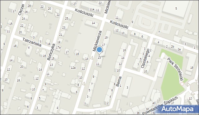 Tarnowskie Góry, Mickiewicza Adama, 13, mapa Tarnowskie Góry